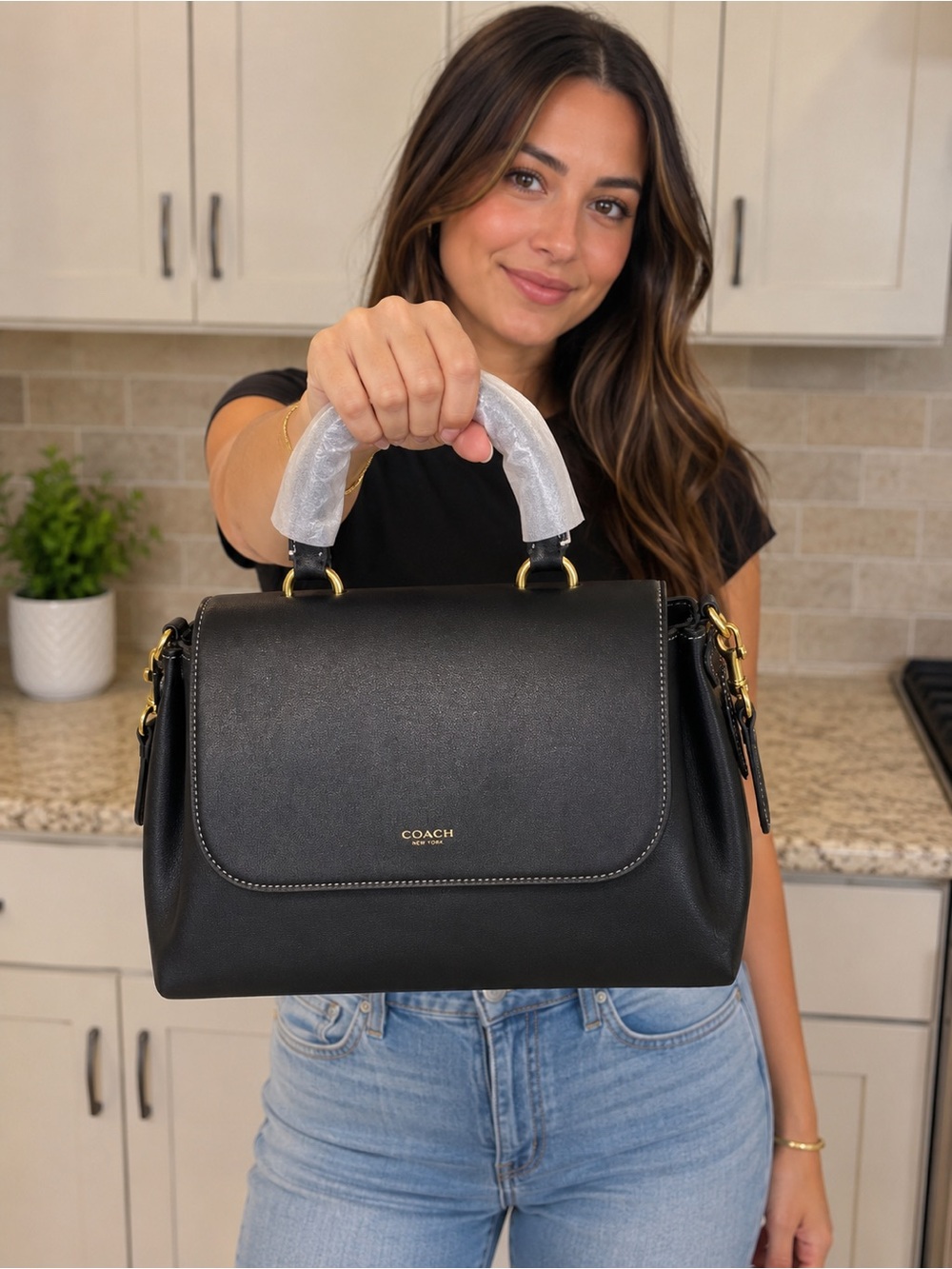 Coach Slouchy Rogue Black Leather Top-Handle Satchel retail $675 - Picture 2 of 12